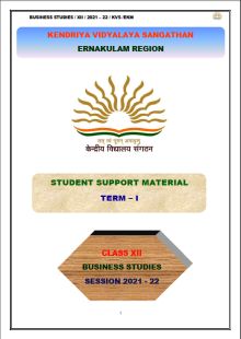  Class XII Term 1 Business Studies 2021-22